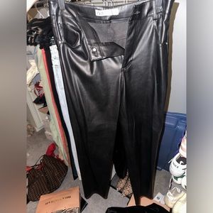 Zara straight leg leather pants size 28